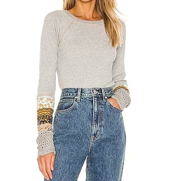 Free People in The Mix Long Sleeve Waffle Thermal Top Gray XS - Picture 1 of 7